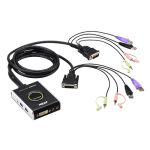 Aten 2-Port USB DVI/Audio Cable KVM Switch with Remote Port Selector